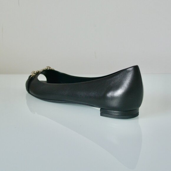 NIB GUCCI SALANDIA LEATHER PEEP TOE FLATS SHOES - Picture 3 of 10